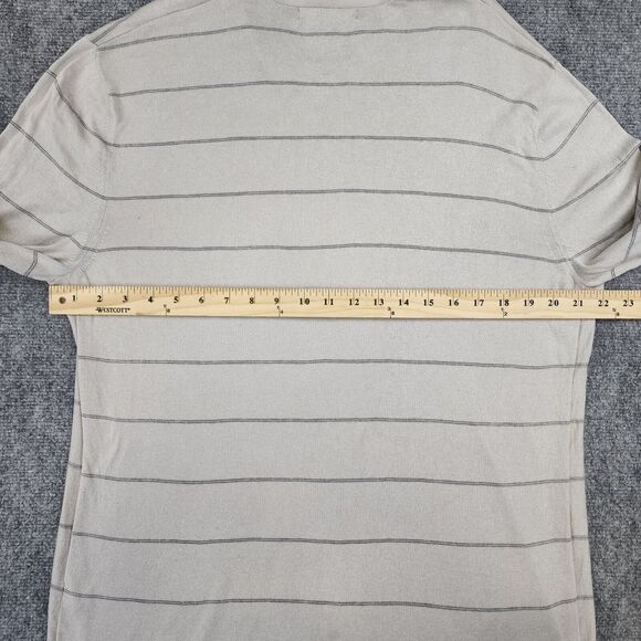Banana Republic Sweater Mens XL Gray Striped Silk Cashmere Blend V Neck Preppy - Picture 5 of 16